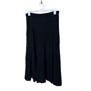 Vintage Laura‎ Ashley Black Floral Lace Wool Blend Maxi Skirt Size Small